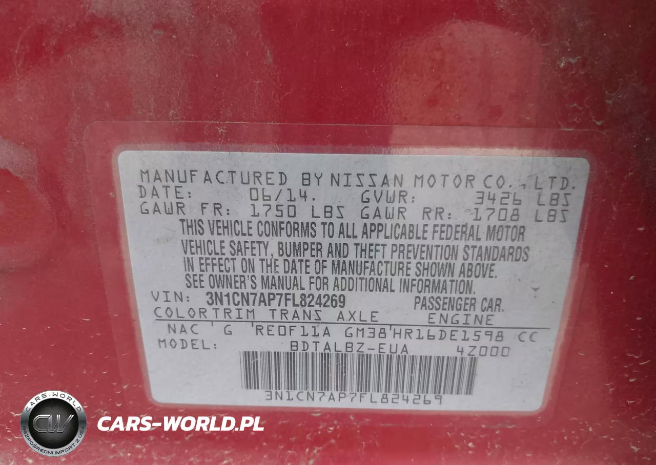 2015 Nissan Versa 1.6 Sv VIN:3N1CN7AP7FL824269 - 9