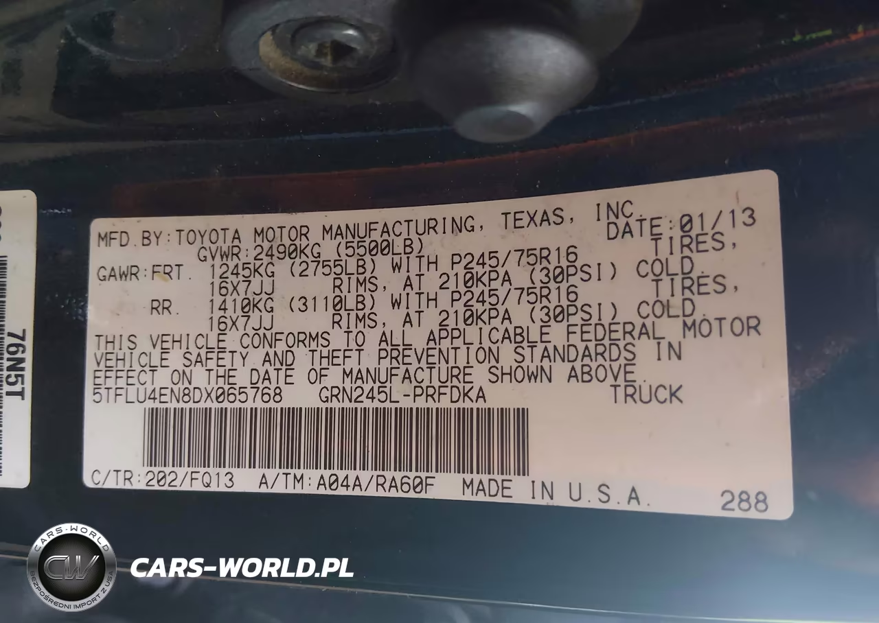 2013 Toyota Tacoma Base V6 VIN:5TFLU4EN8DX065768 - 9