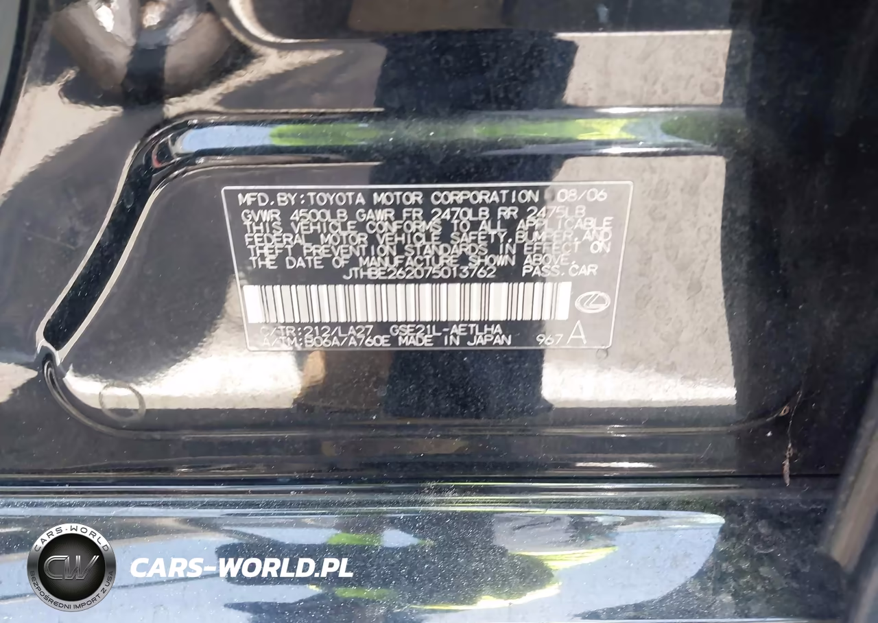 2007 Lexus Is 350 VIN:JTHBE262075013762 - 9