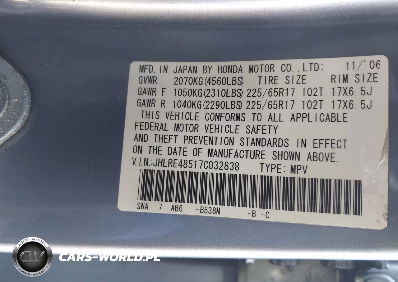2007 Honda Cr-V Ex VIN:JHLRE48517C032838 - 9