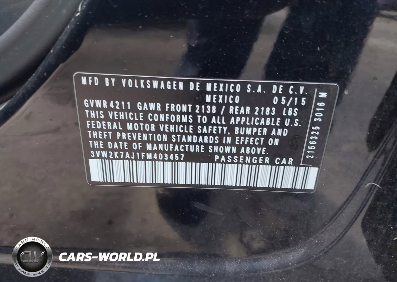 2015 Volkswagen Jetta 2.0L S VIN:3VW2K7AJ1FM403457 - 9