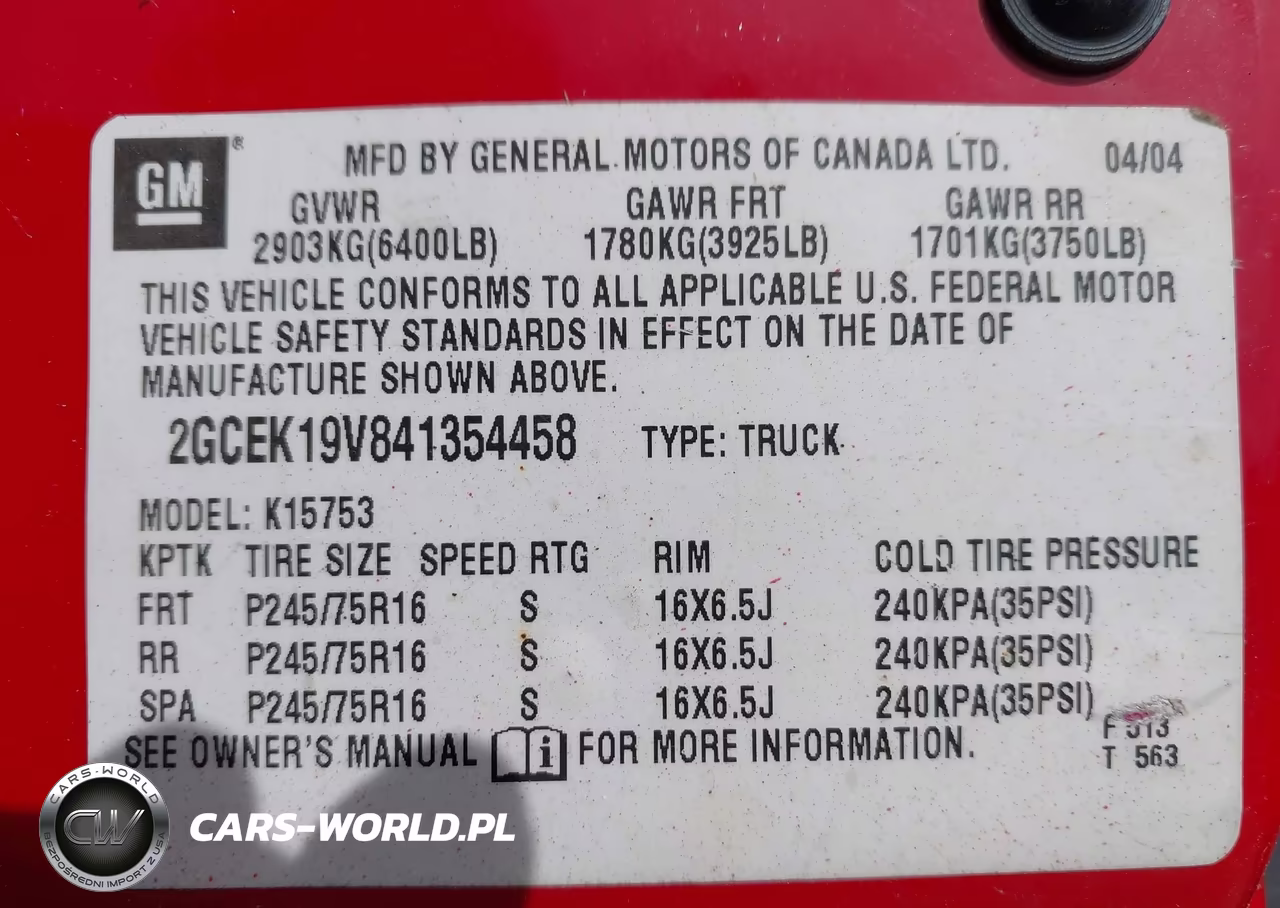 2004 Chevrolet Silverado 1500 Work Truck VIN:2GCEK19V841354458 - 9