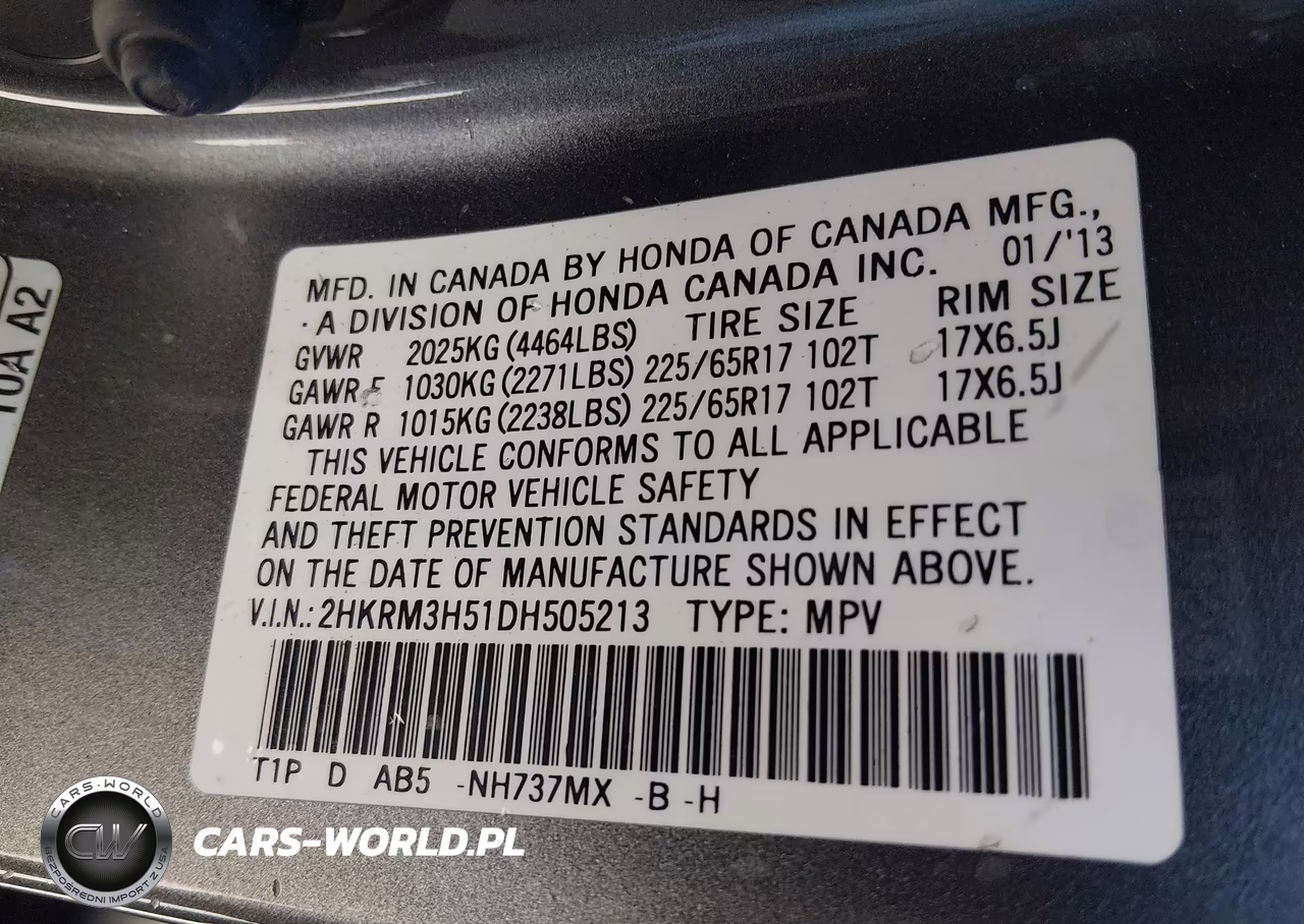 2013 Honda Cr-V Ex VIN:2HKRM3H51DH505213 - 9