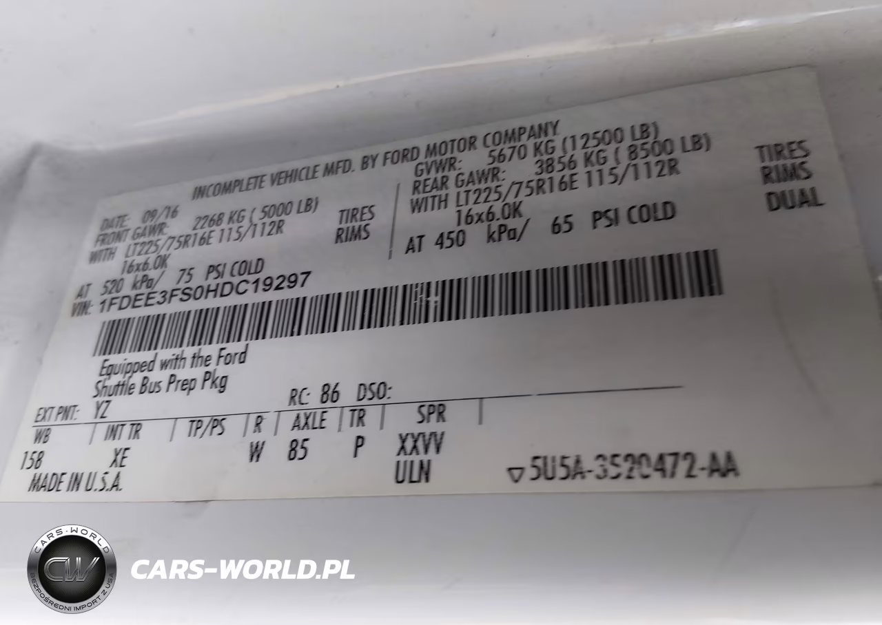 2017 Ford E-350 Cutaway VIN:1FDEE3FS0HDC19297 - 8