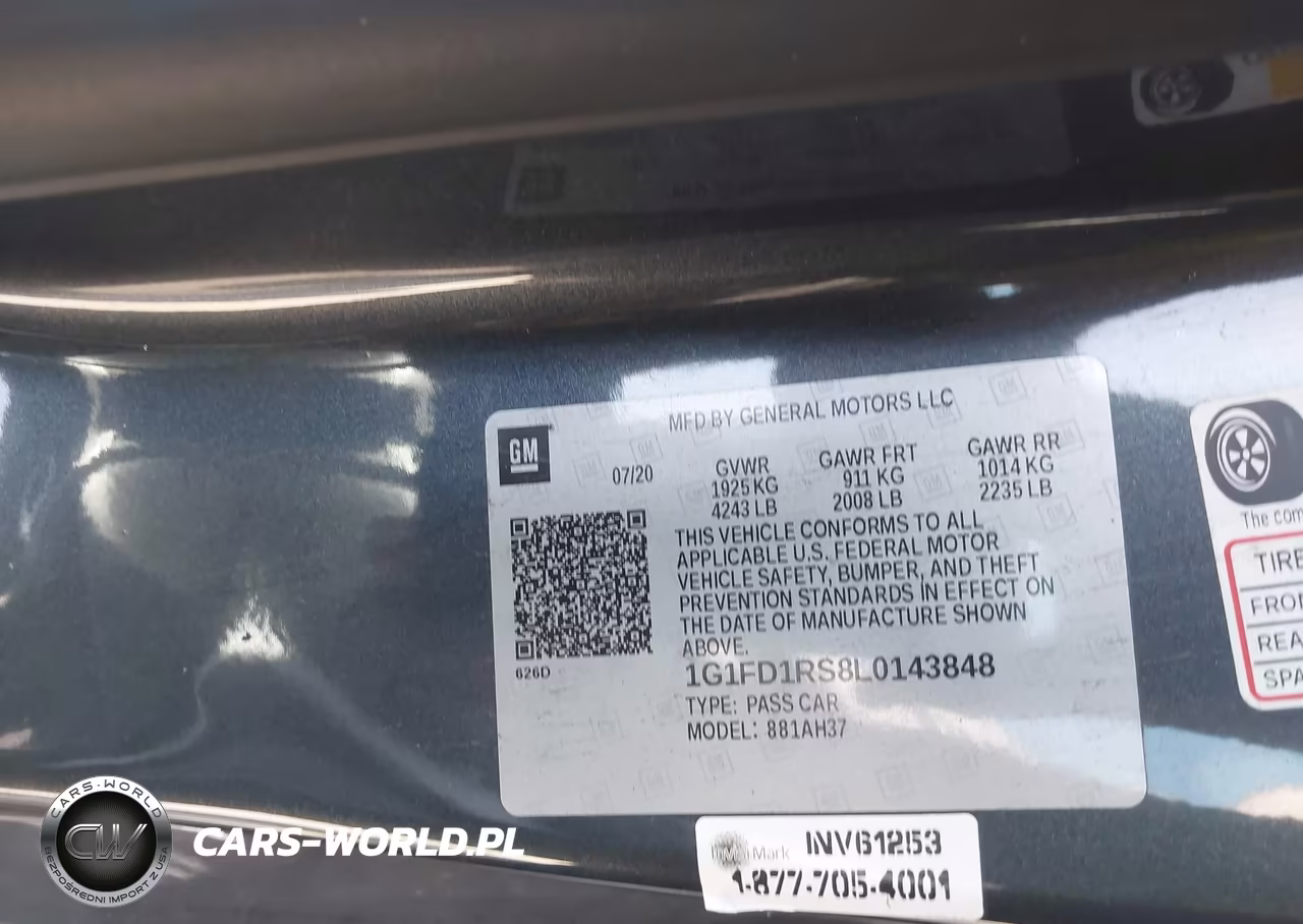 2020 Chevrolet Camaro Rwd 2Lt VIN:1G1FD1RS8L0143848 - 9