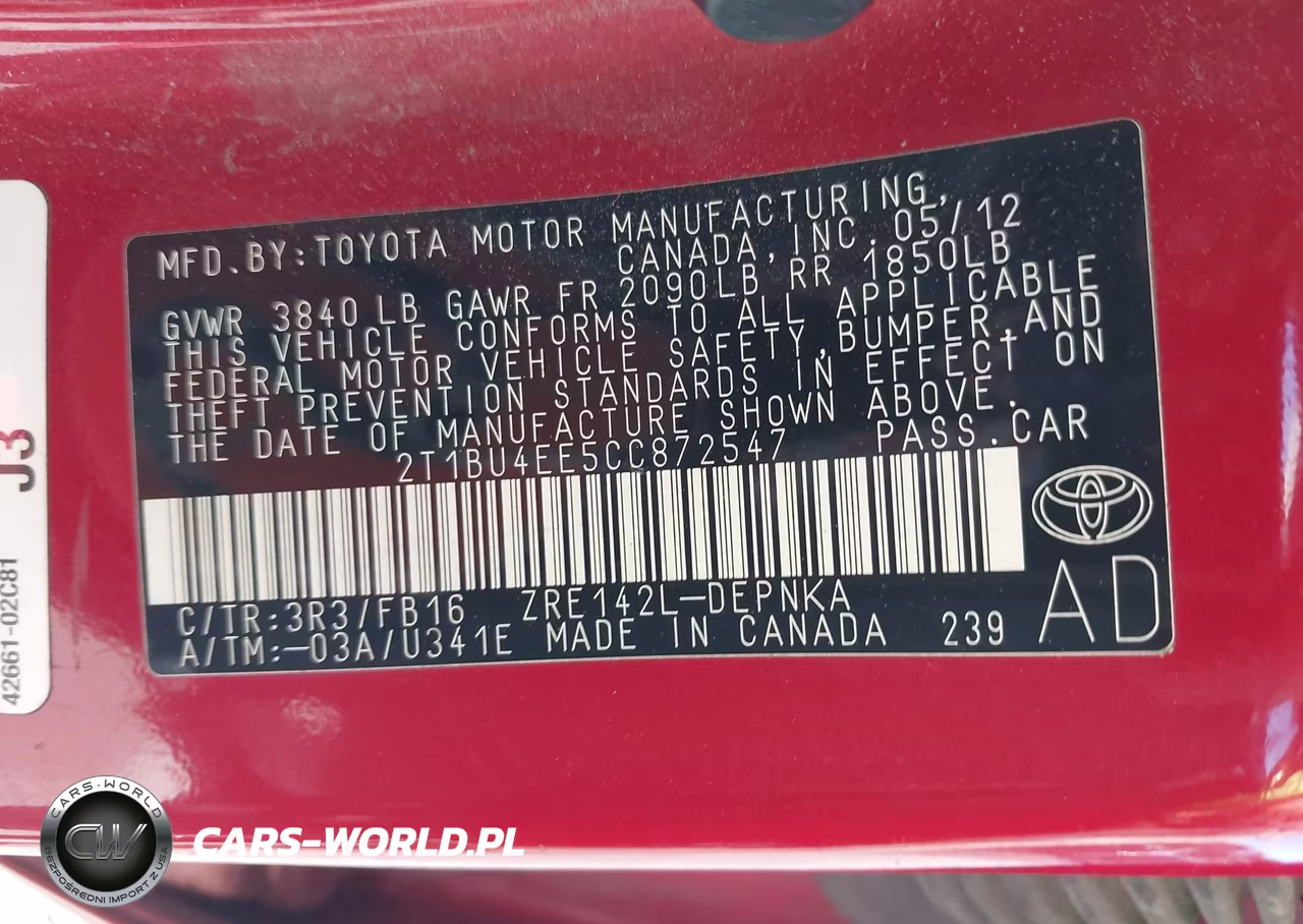 2012 Toyota Corolla Le VIN:2T1BU4EE5CC872547 - 9