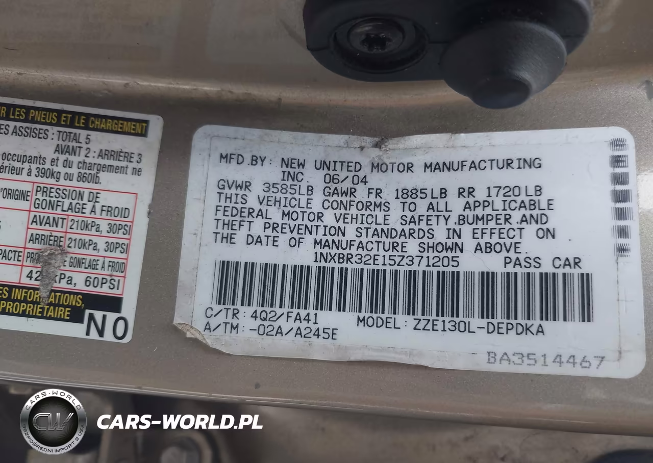2005 Toyota Corolla Ce VIN:1NXBR32E15Z371205 - 9