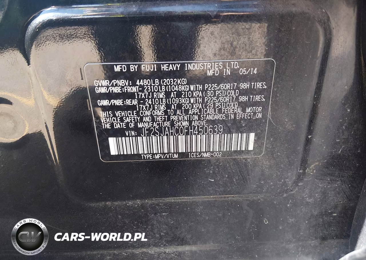2015 Subaru Forester 2.5I Limited VIN:JF2SJAHC0FH450639 - 9