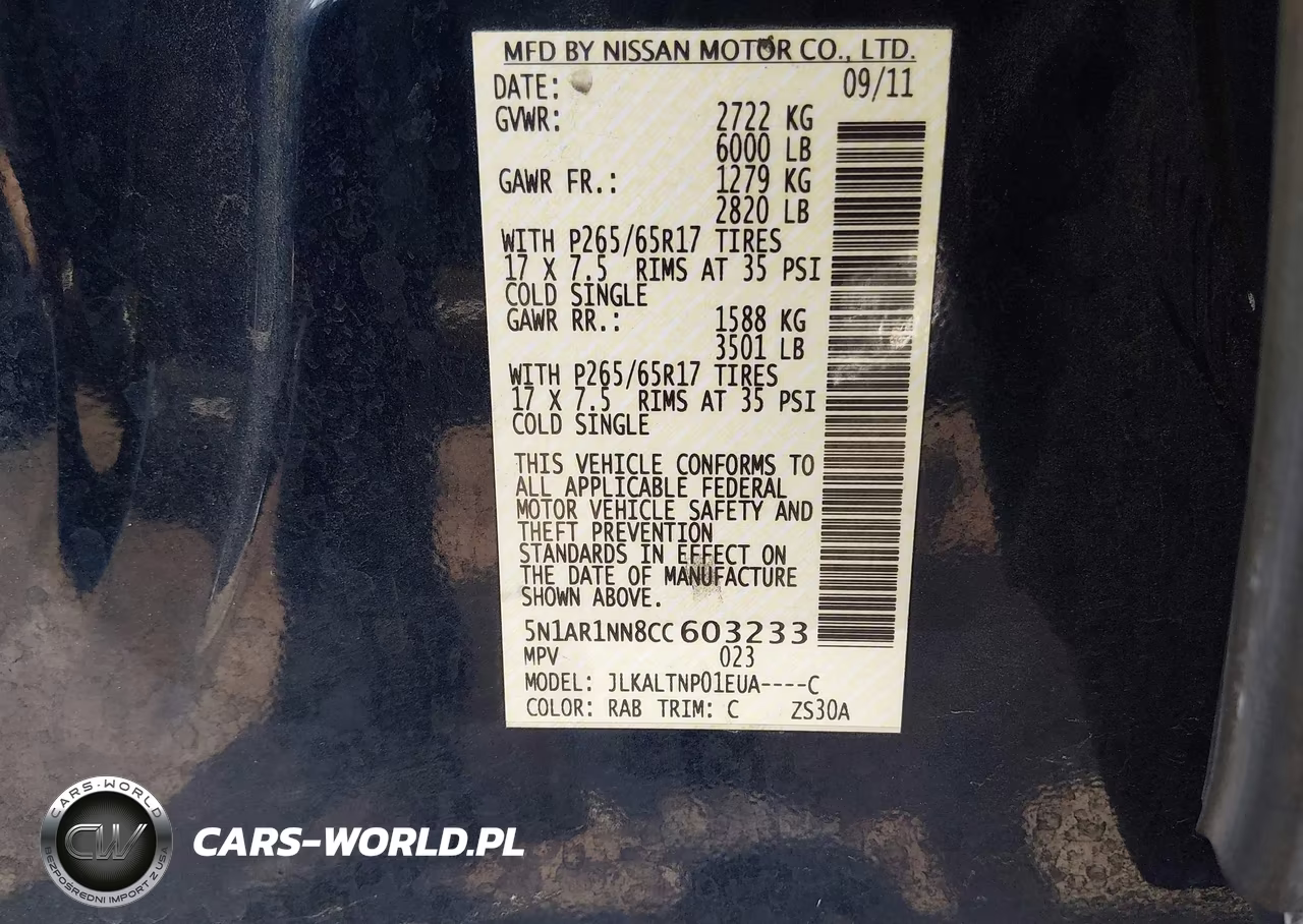 2012 Nissan Pathfinder Sv VIN:5N1AR1NN8CC603233 - 9