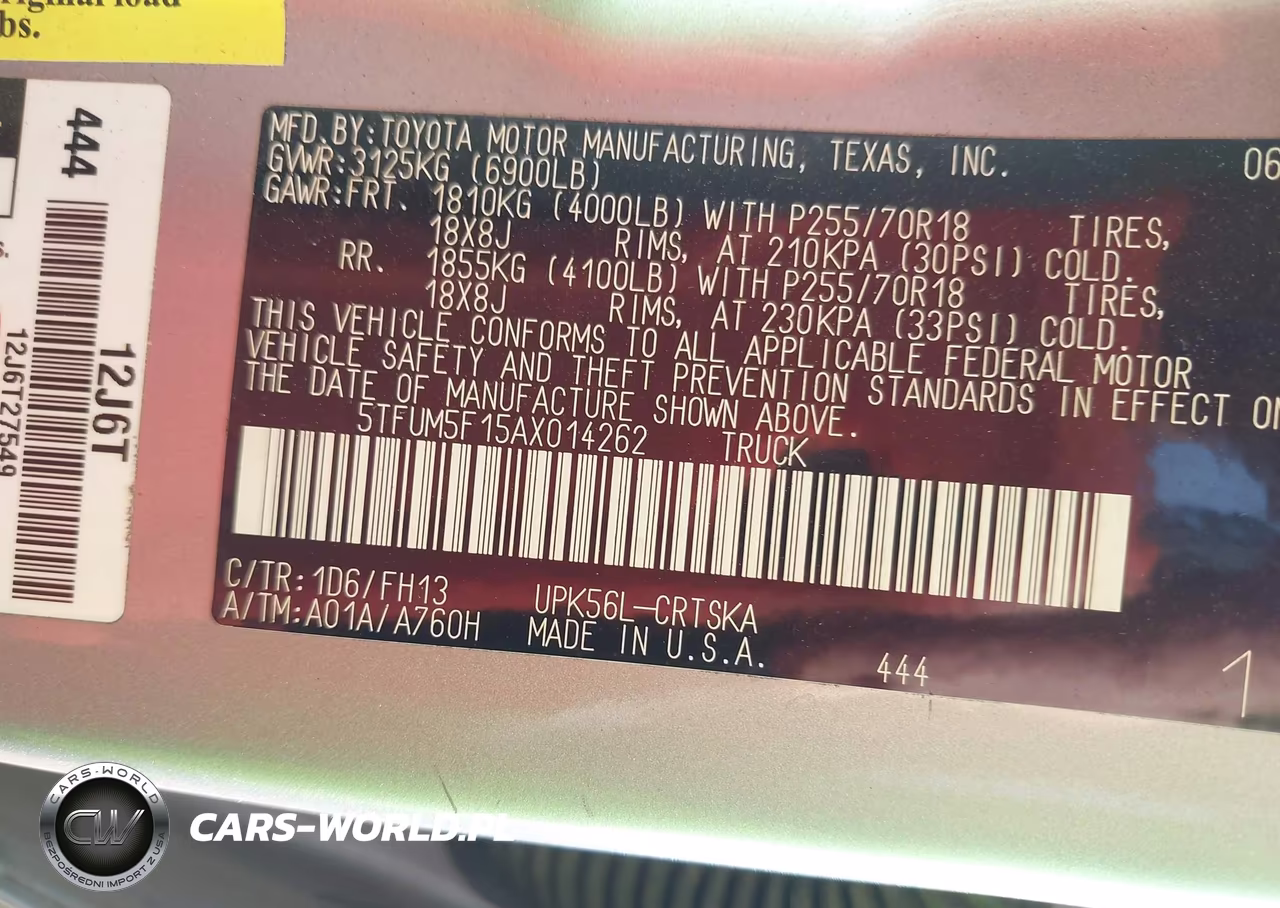 2010 Toyota Tundra Grade 4.6L V8 VIN:5TFUM5F15AX014262 - 9