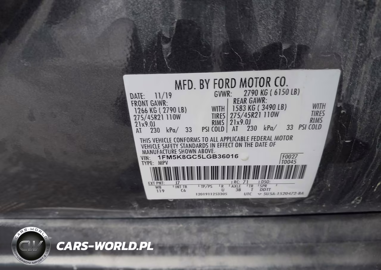 2020 Ford Explorer St VIN:1FM5K8GC5LGB36016 - 9