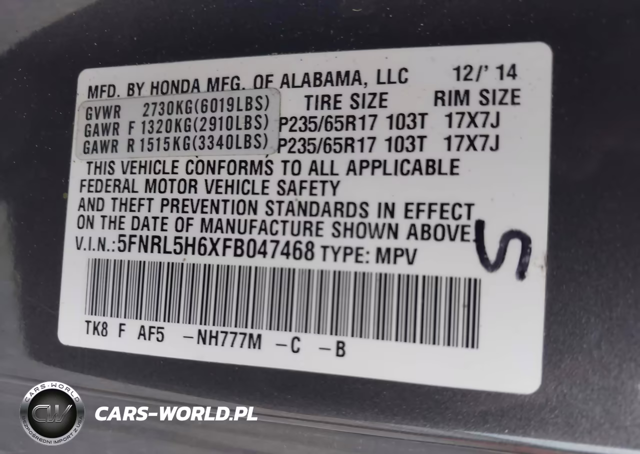 2015 Honda Odyssey Ex-L VIN:5FNRL5H6XFB047468 - 9