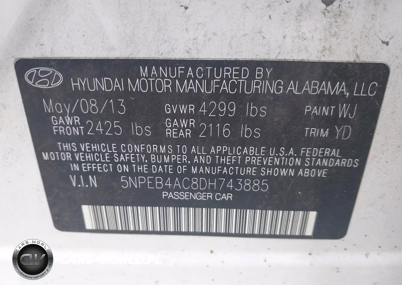 2013 Hyundai Sonata Gls VIN:5NPEB4AC8DH743885 - 9