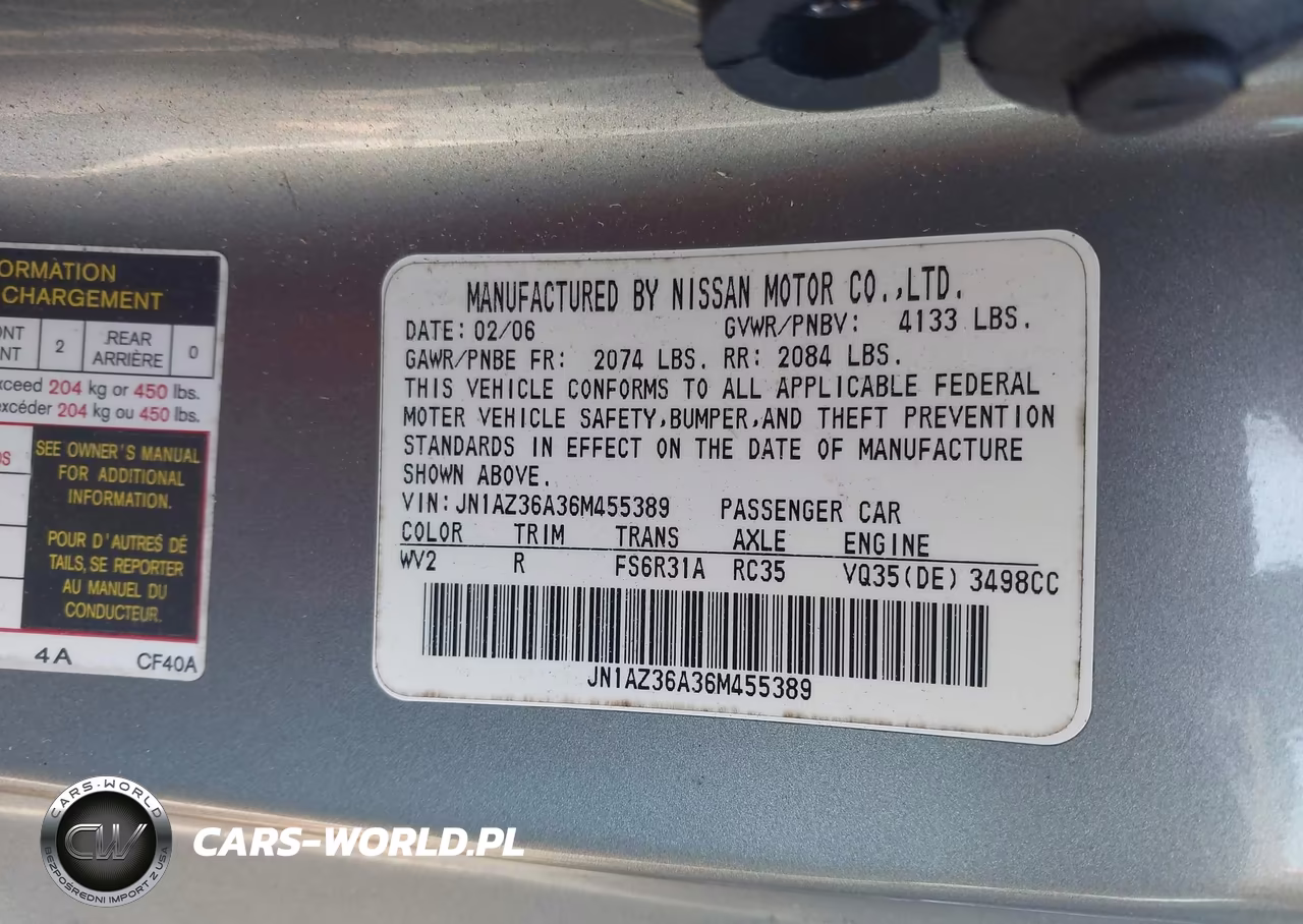 2006 Nissan 350Z Grand Touring VIN:JN1AZ36A36M455389 - 9