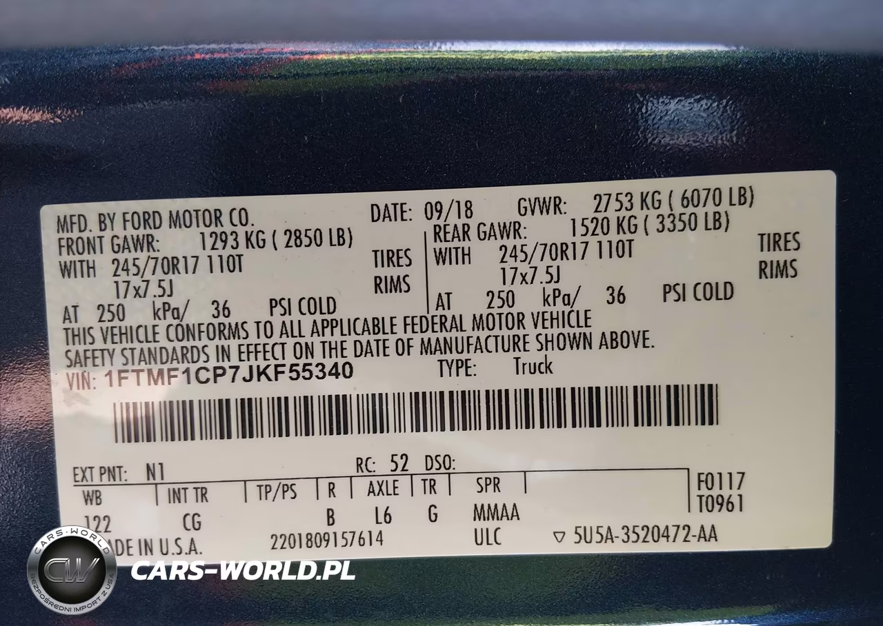 2018 Ford F-150 Xl VIN:1FTMF1CP7JKF55340 - 9