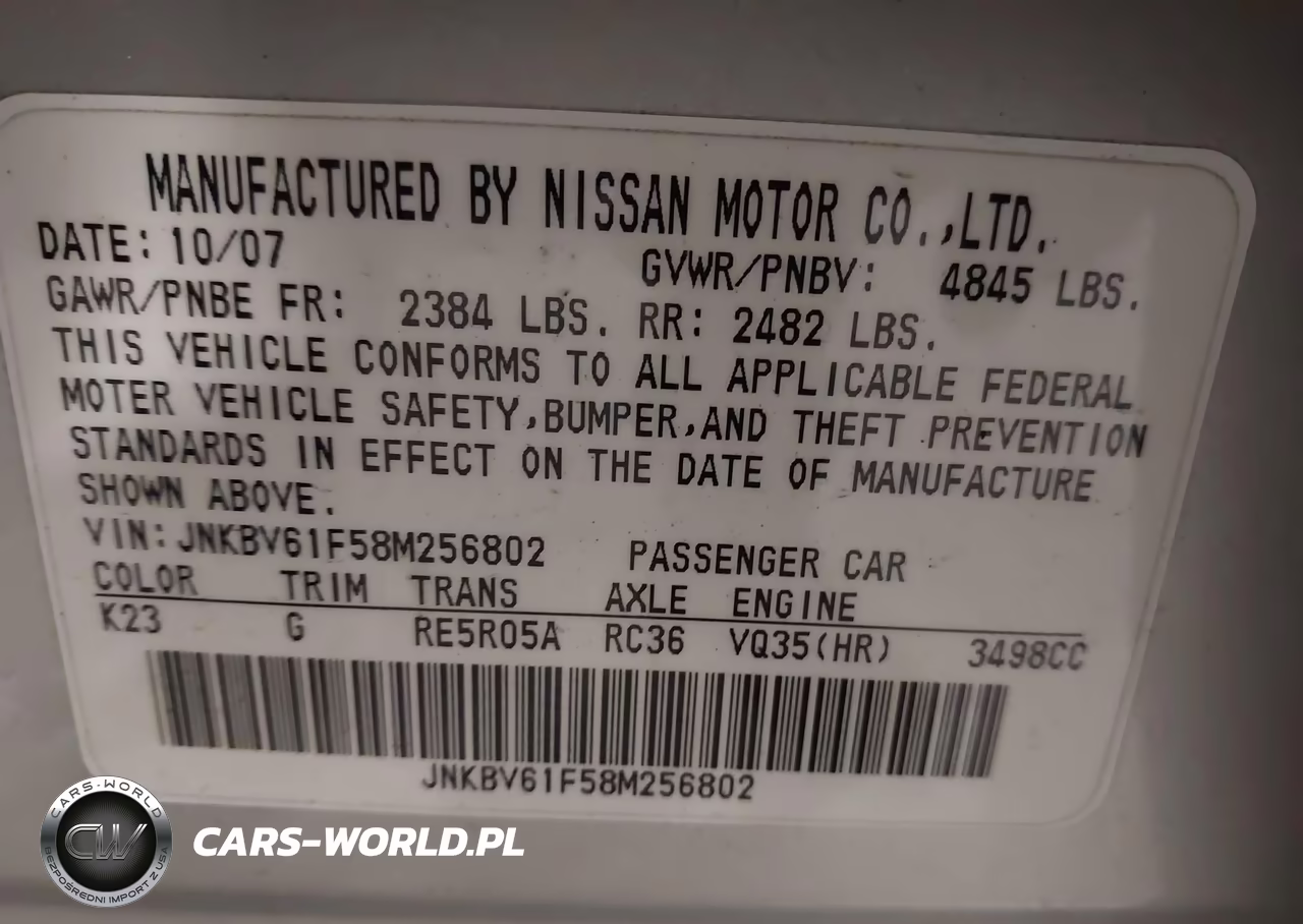2008 Infiniti G35X VIN:JNKBV61F58M256802 - 9