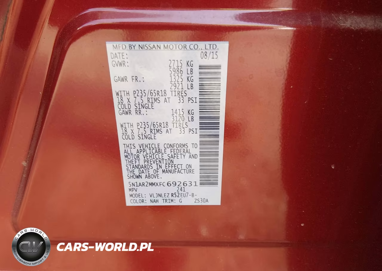 2015 Nissan Pathfinder Sv VIN:5N1AR2MMXFC692631 - 9