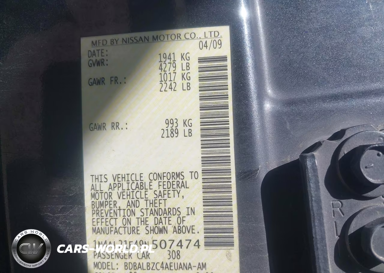 2009 Nissan Altima 2.5 S VIN:1N4AL21E49N507474 - 9