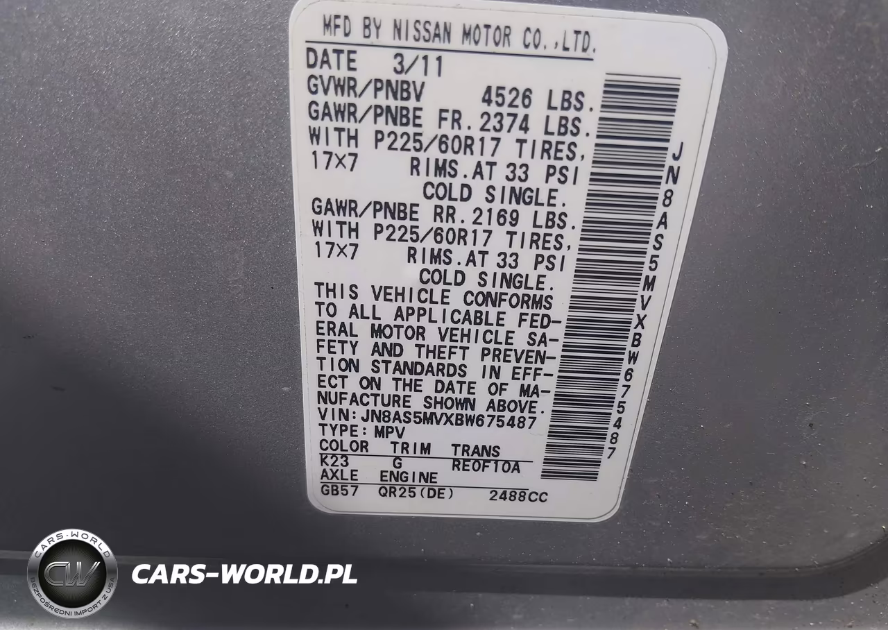 2011 Nissan Rogue Sv VIN:JN8AS5MVXBW675487 - 8