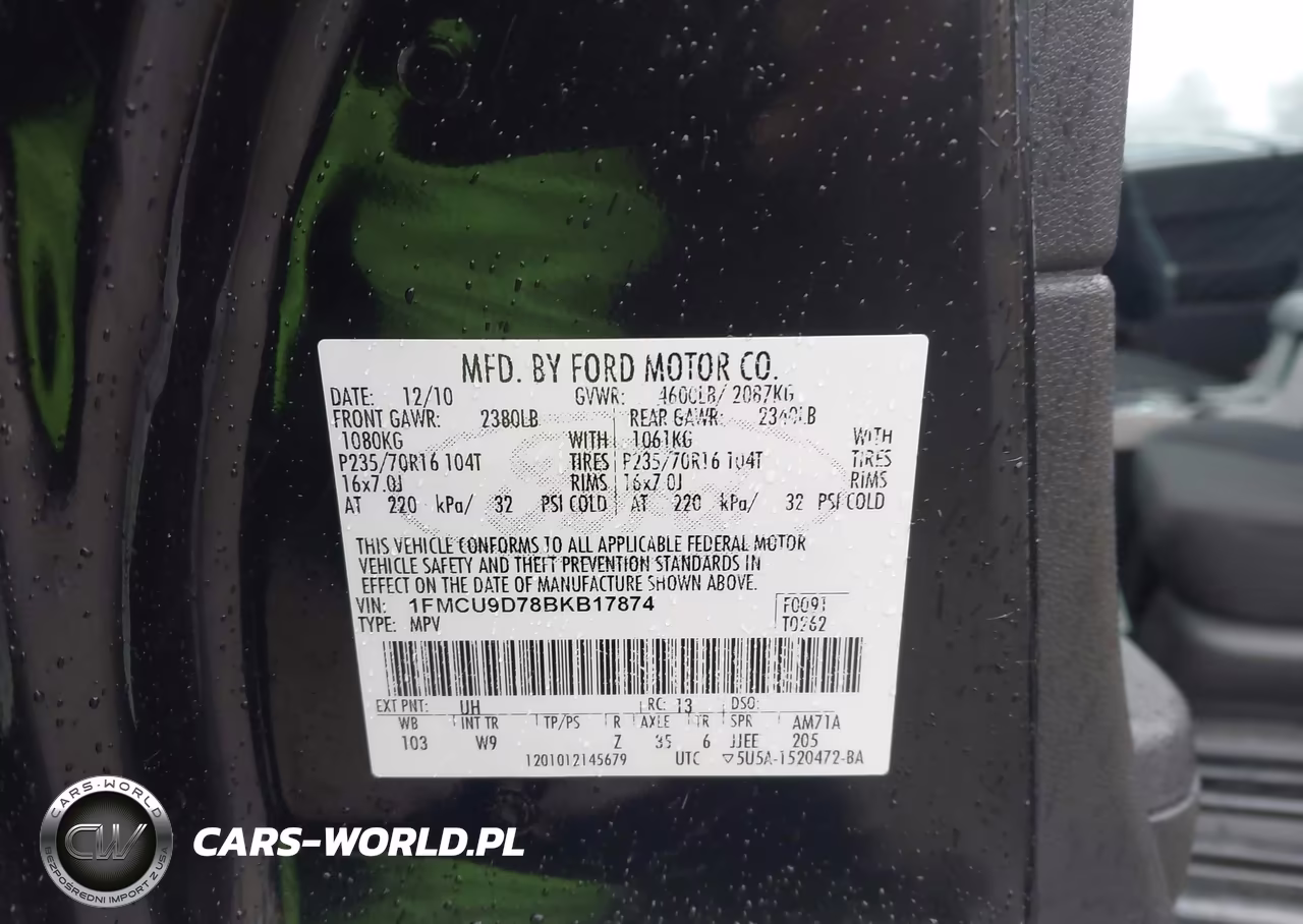 2011 Ford Escape Xlt VIN:1FMCU9D78BKB17874 - 9
