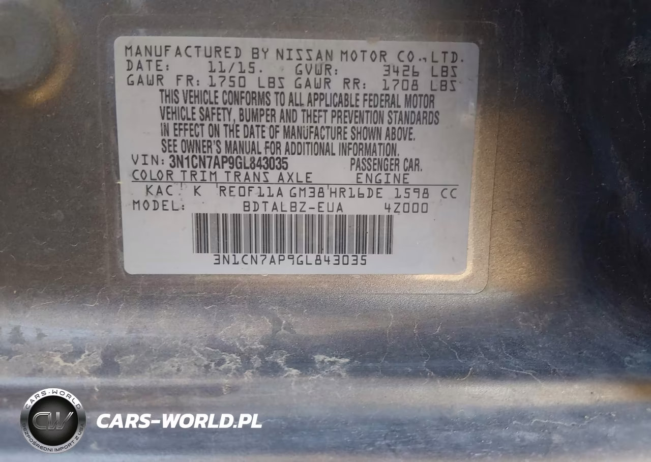 2016 Nissan Versa 1.6 Sv VIN:3N1CN7AP9GL843035 - 9