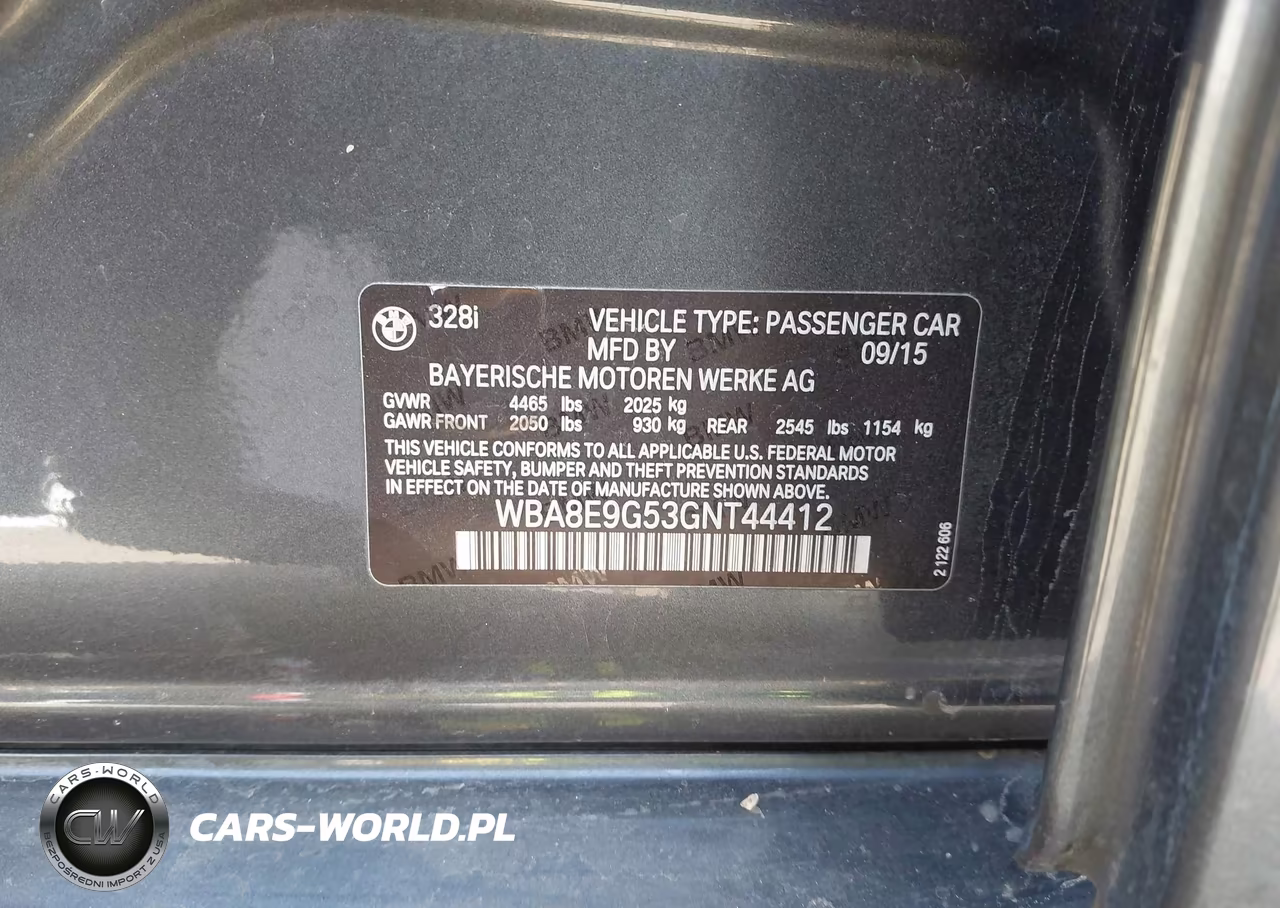 2016 BMW 328I VIN:WBA8E9G53GNT44412 - 9