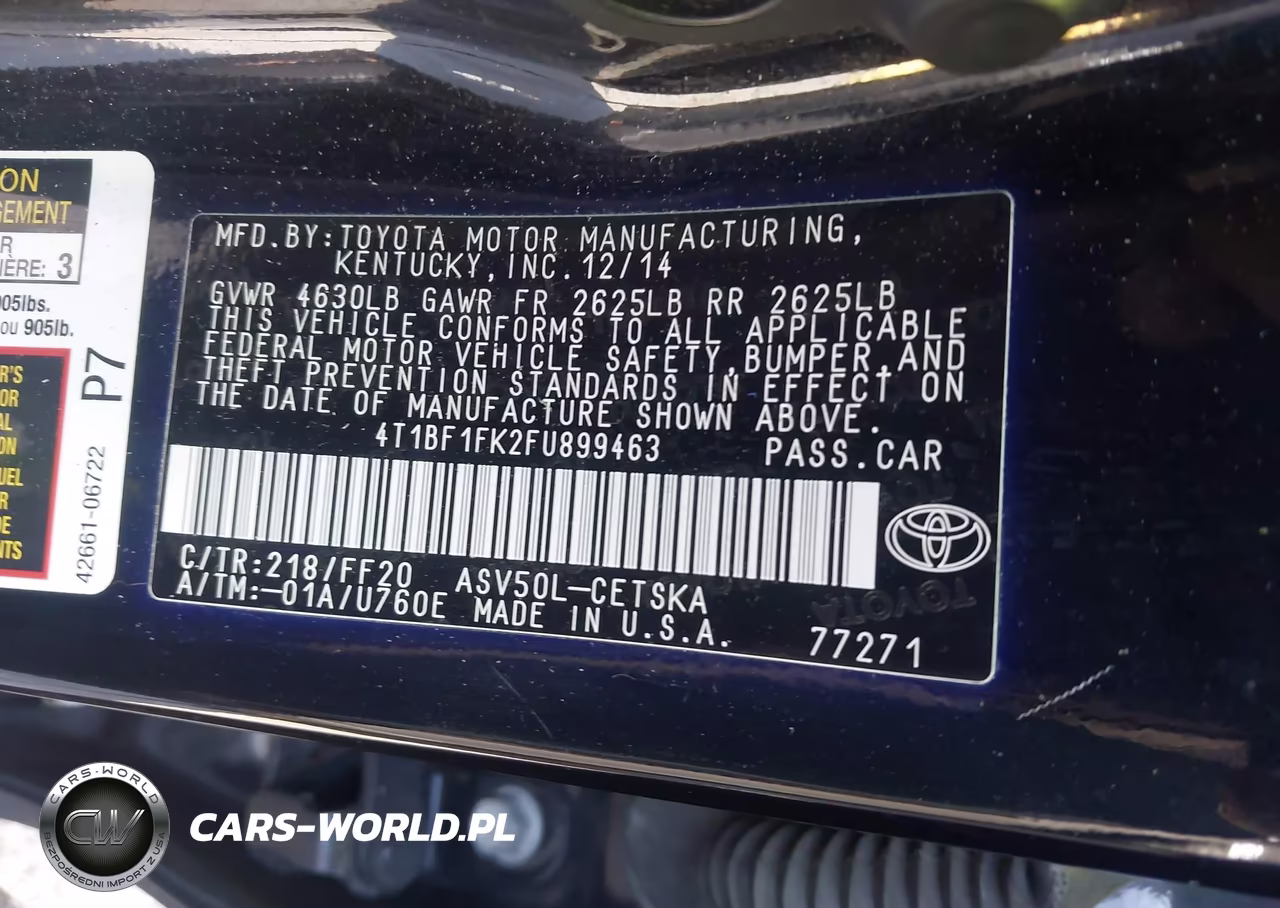 2015 Toyota Camry Se VIN:4T1BF1FK2FU899463 - 9