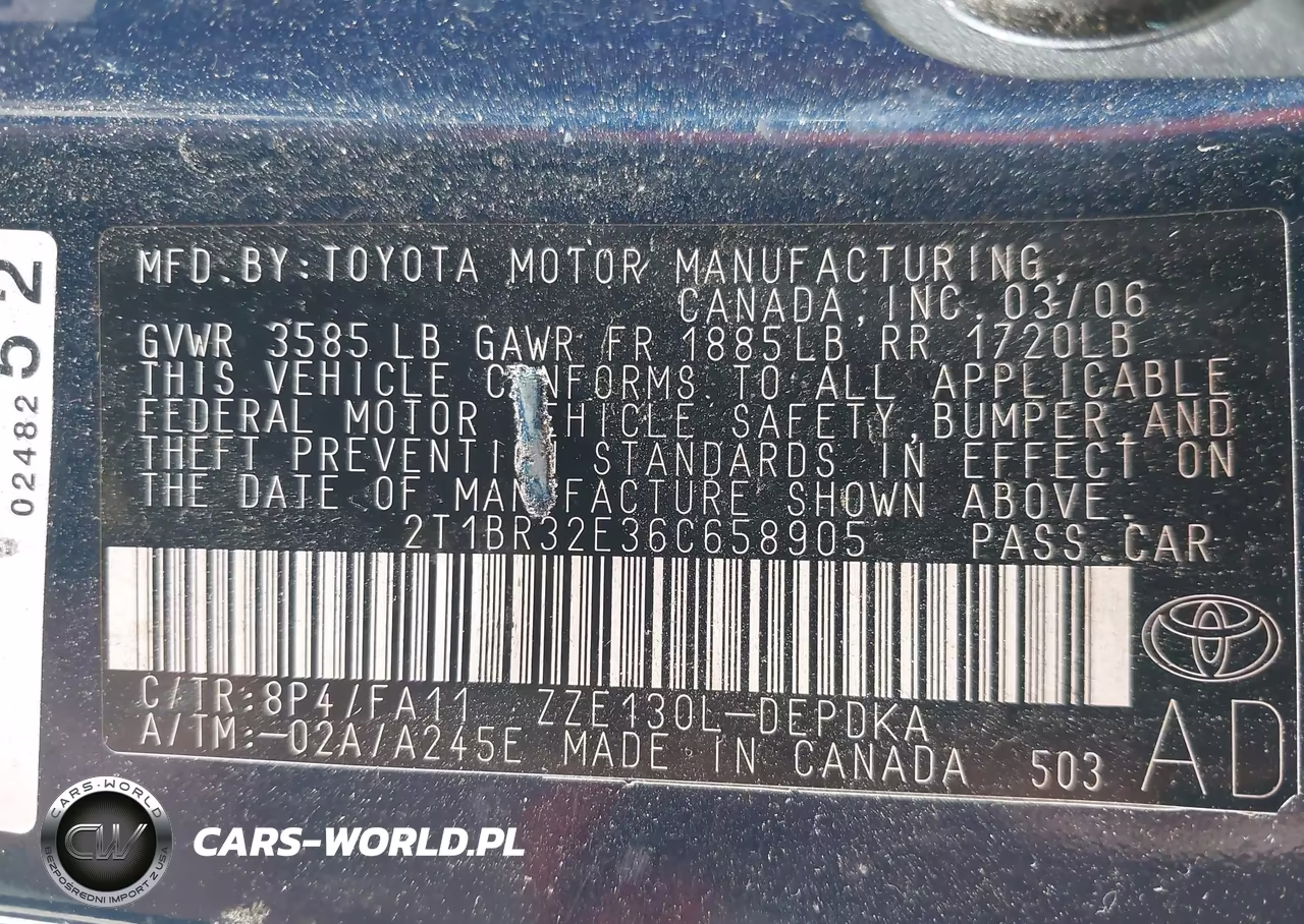2006 Toyota Corolla Ce VIN:2T1BR32E36C658905 - 9