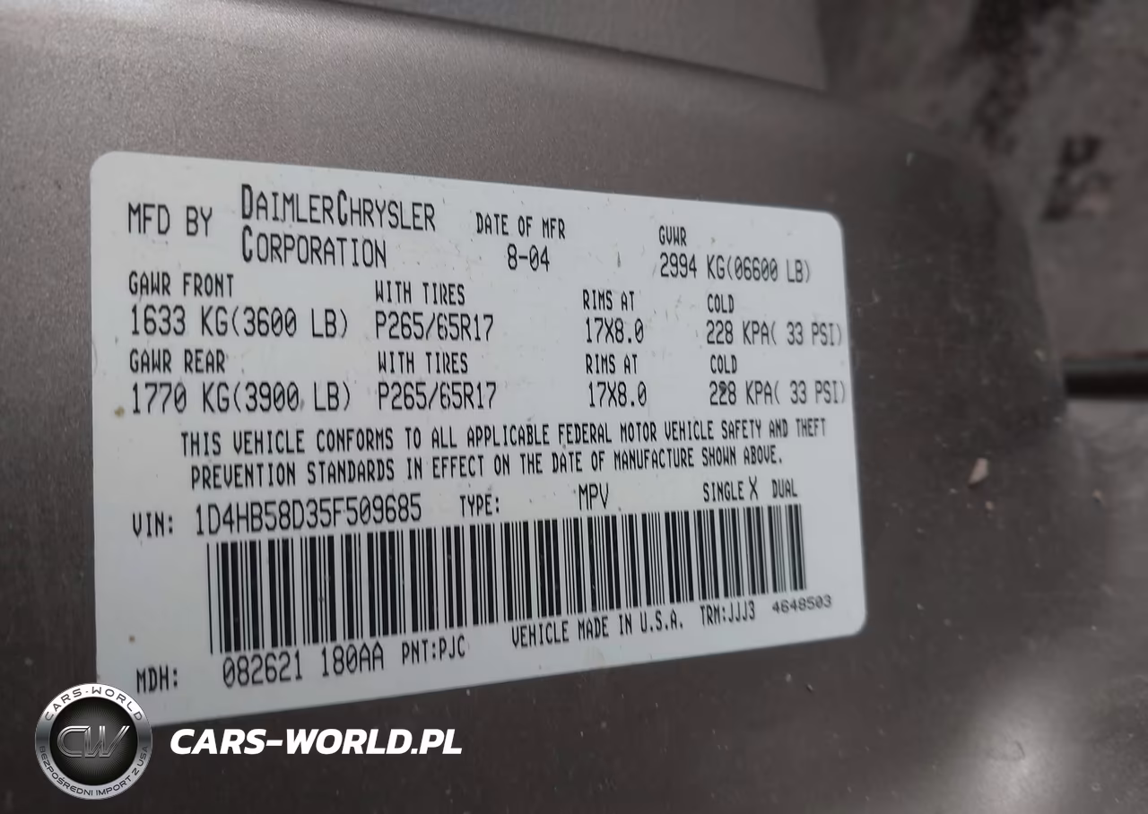 2005 Dodge Durango Limited VIN:1D4HB58D35F509685 - 9