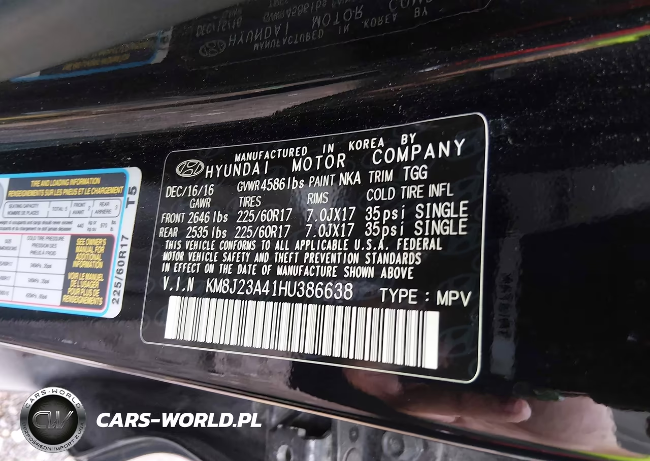 2017 Hyundai Tucson Se VIN:KM8J23A41HU386638 - 9
