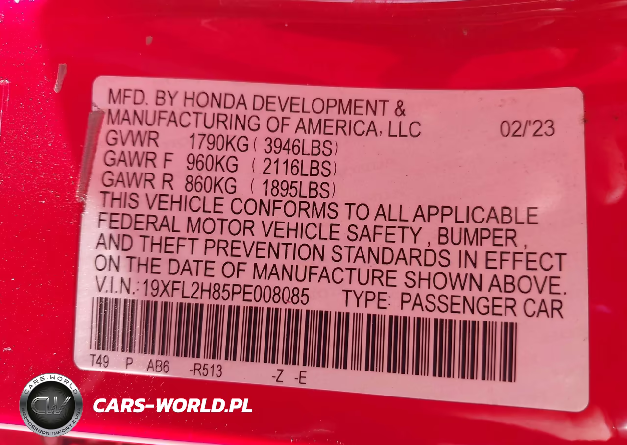2023 Honda Civic Sport VIN:19XFL2H85PE008085 - 9