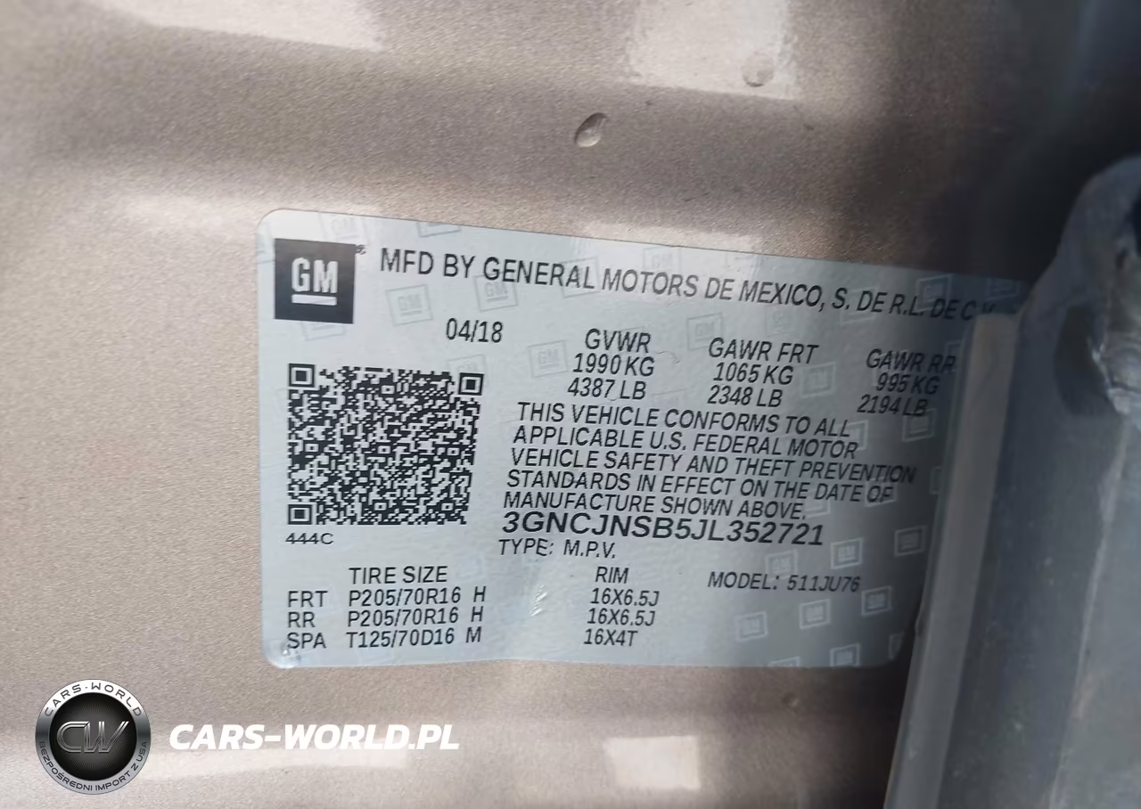 2018 Chevrolet Trax Ls VIN:3GNCJNSB5JL352721 - 9