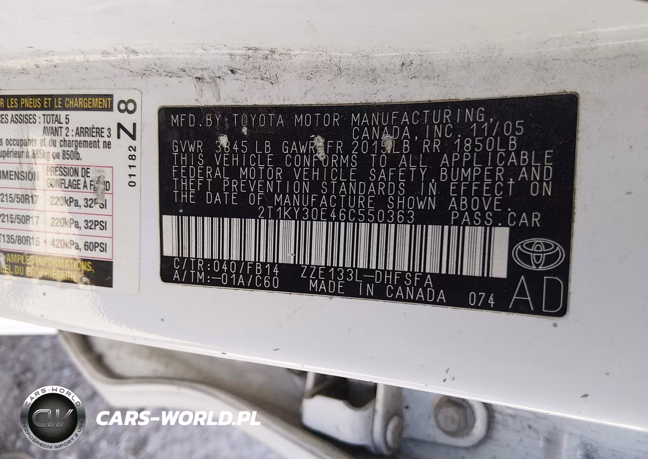 2006 Toyota Matrix Xrs VIN:2T1KY30E46C550363 - 9