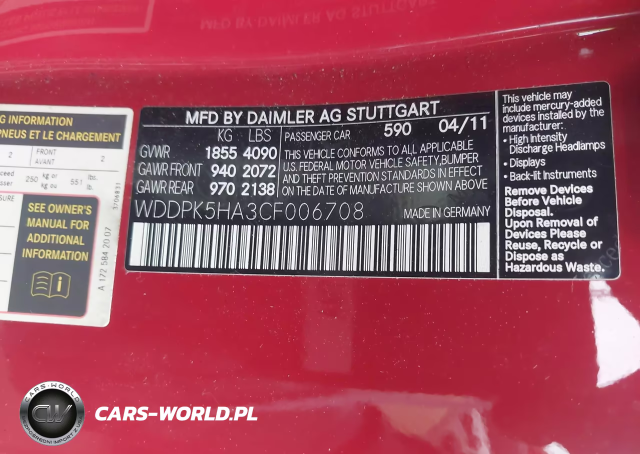 2012 Mercedes-Benz Slk 350 VIN:WDDPK5HA3CF006708 - 9