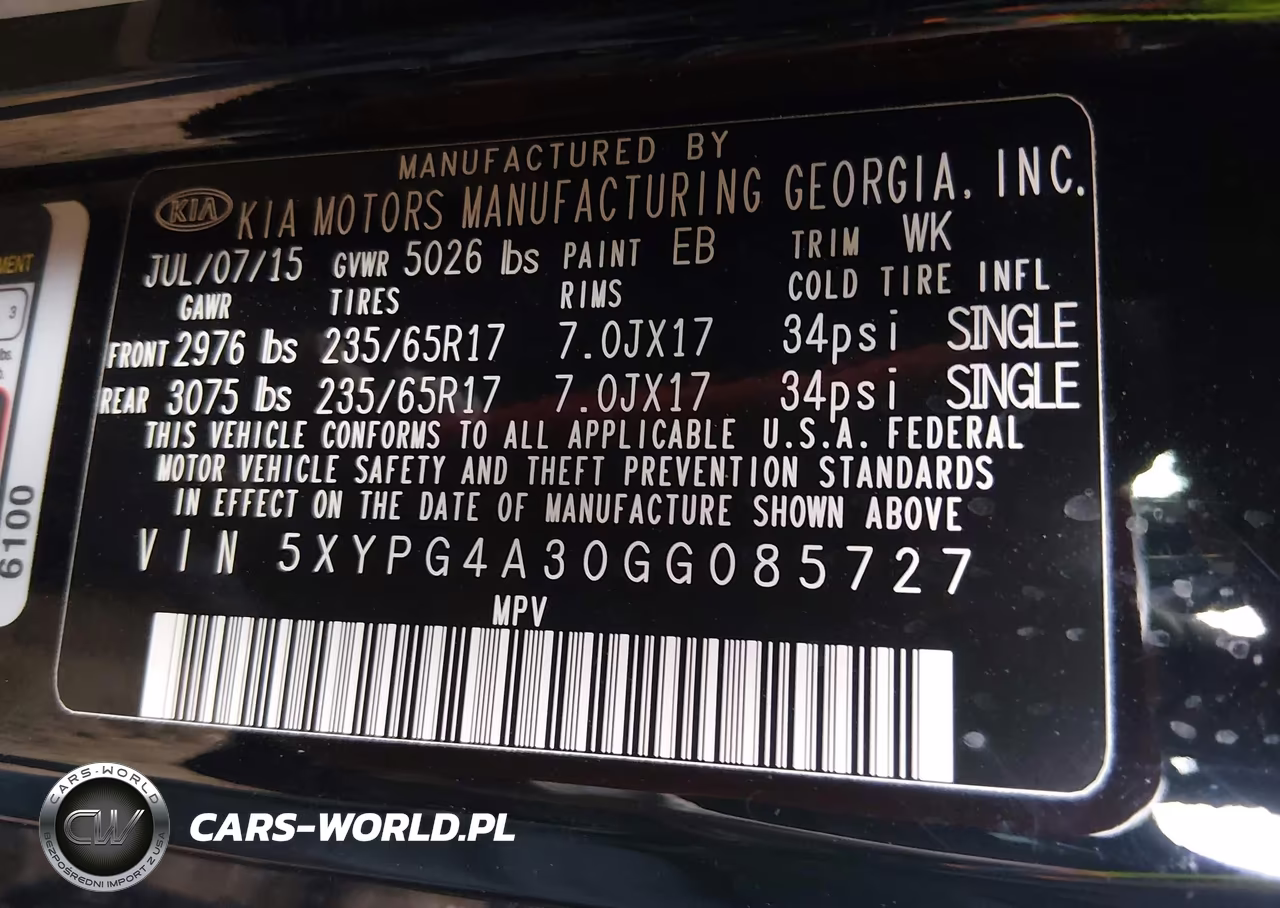 2016 Kia Sorento 2.4L Lx VIN:5XYPG4A30GG085727 - 9