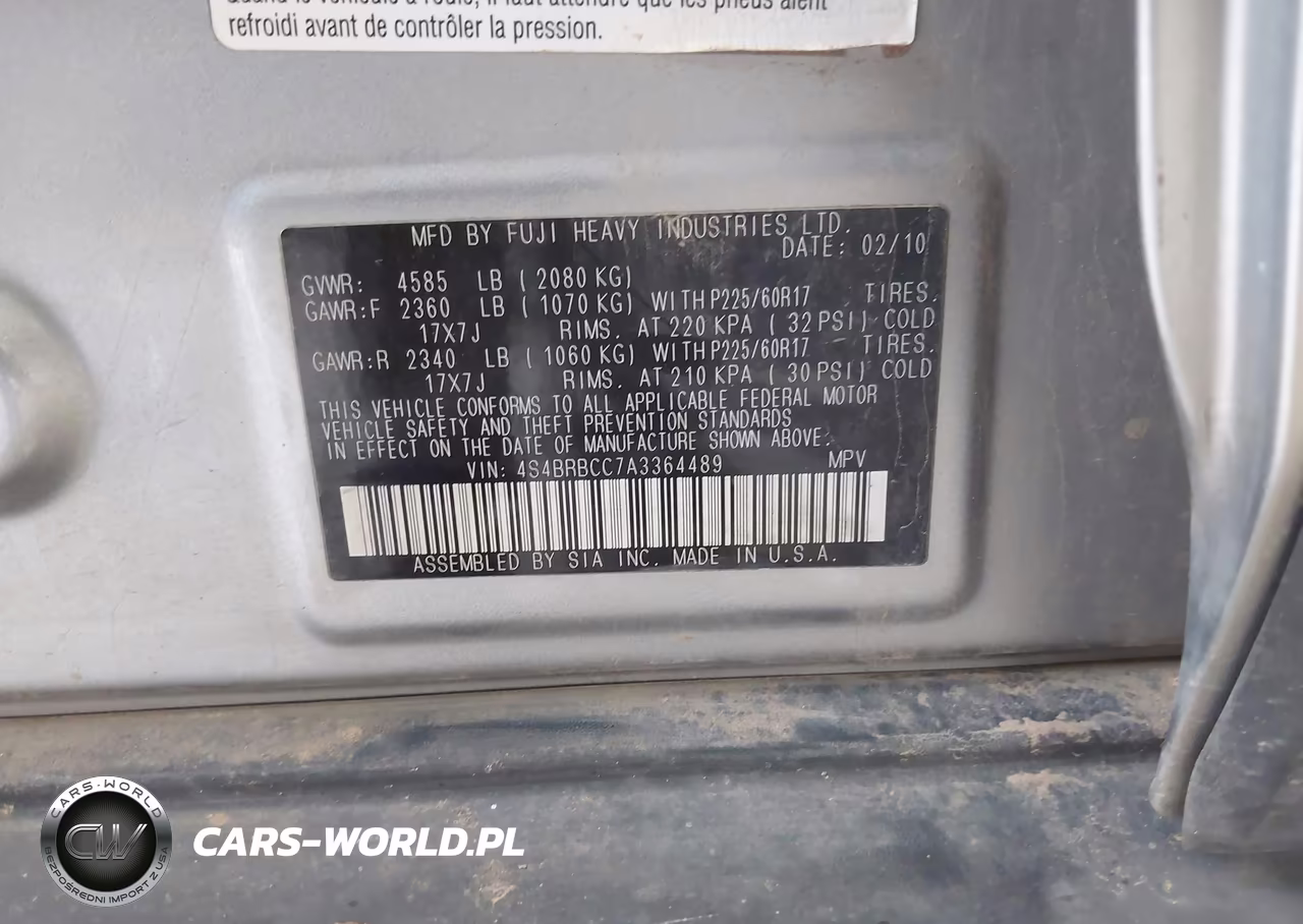 2010 Subaru Outback 2.5I Premium VIN:4S4BRBCC7A3364489 - 9