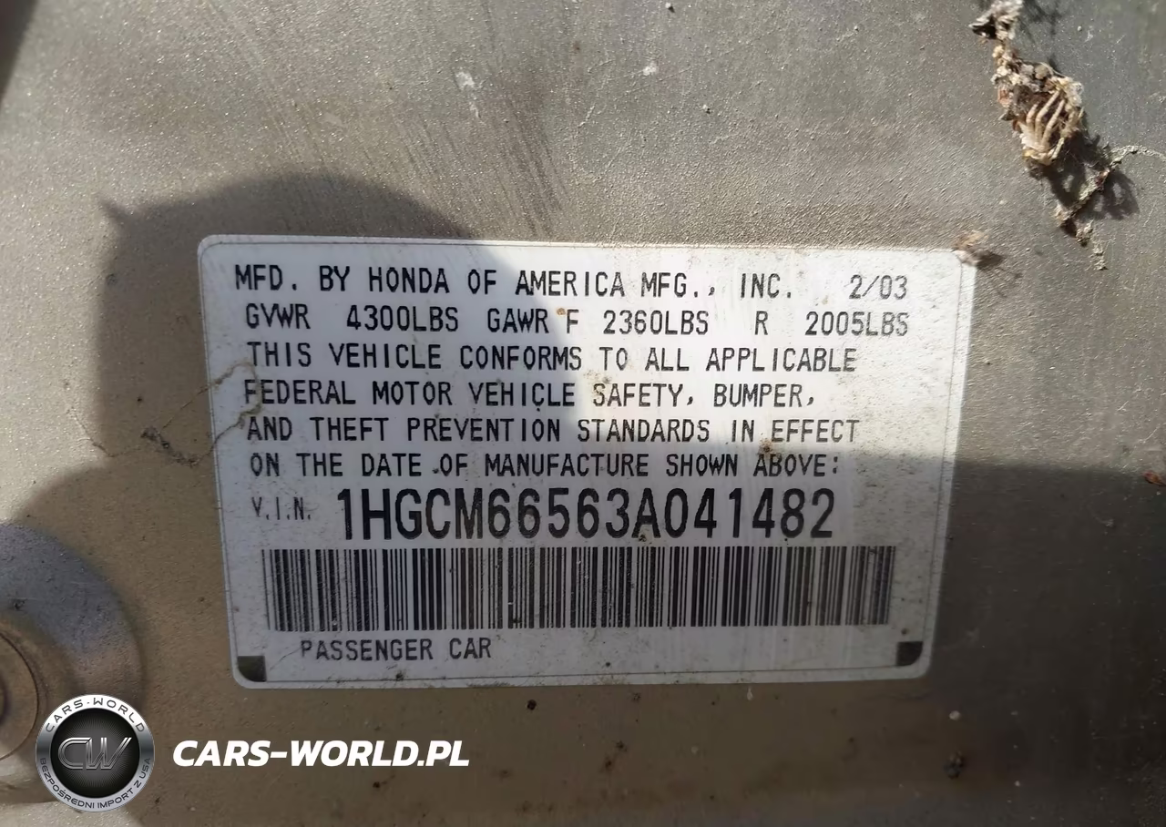 2003 Honda Accord 3.0 Ex VIN:1HGCM66563A041482 - 9