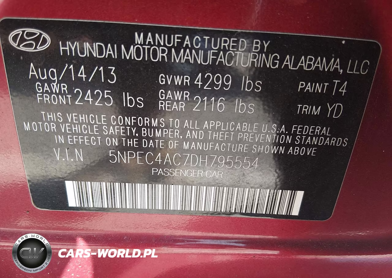 2013 Hyundai Sonata Limited VIN:5NPEC4AC7DH795554 - 9