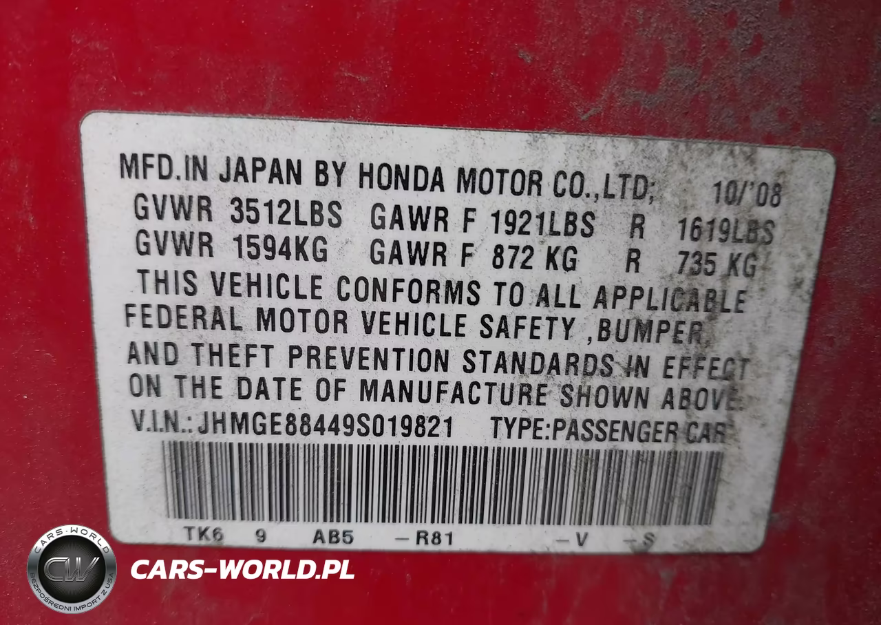 2009 Honda Fit Sport VIN:JHMGE88449S019821 - 9