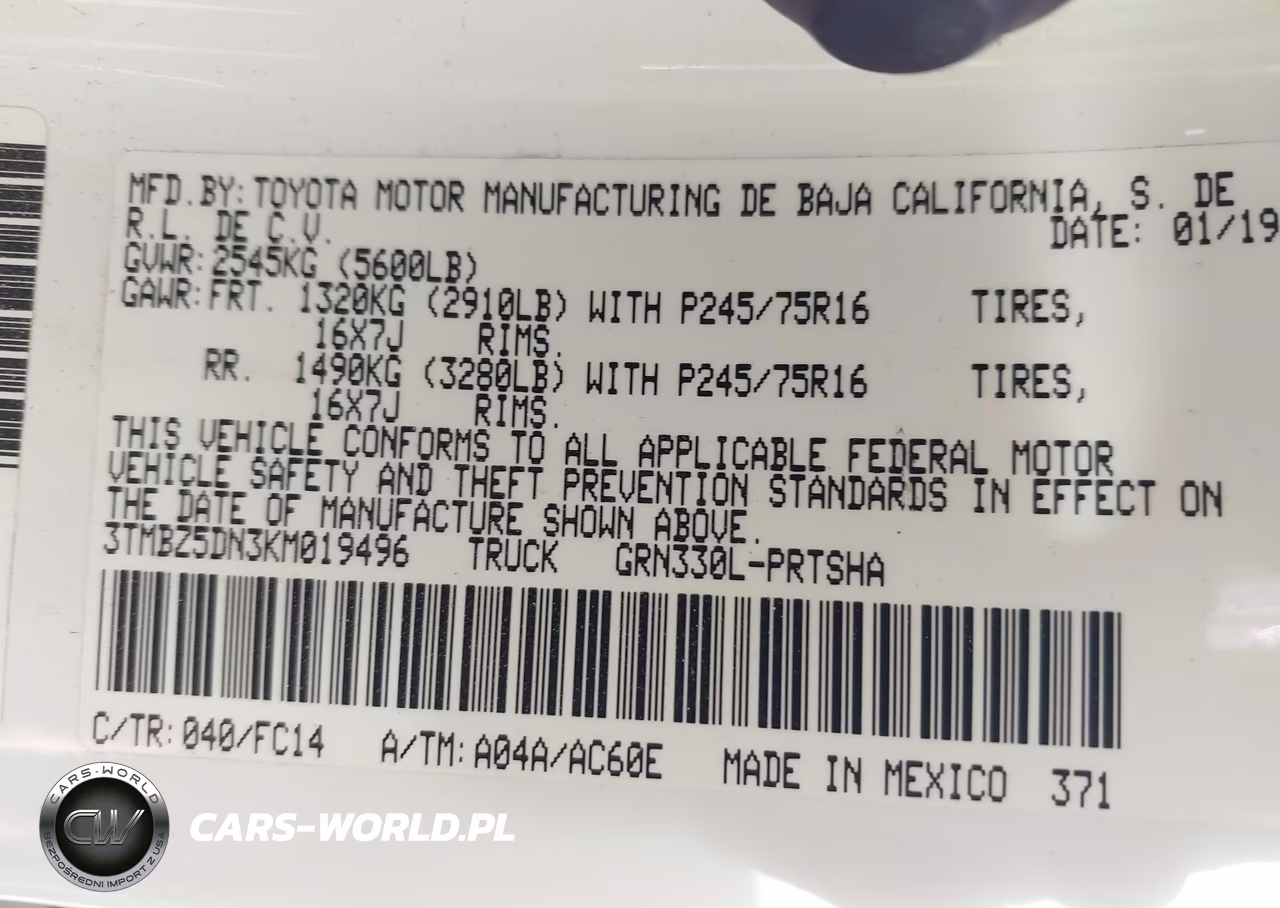 2019 Toyota Tacoma Sr5 VIN:3TMBZ5DN3KM019496 - 9