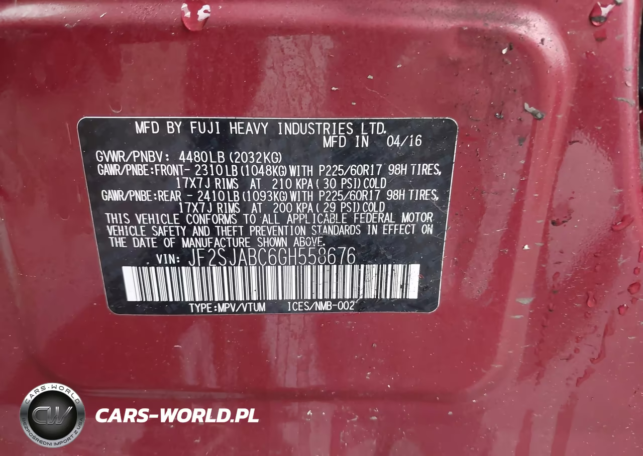 2016 Subaru Forester 2.5I VIN:JF2SJABC6GH558676 - 9