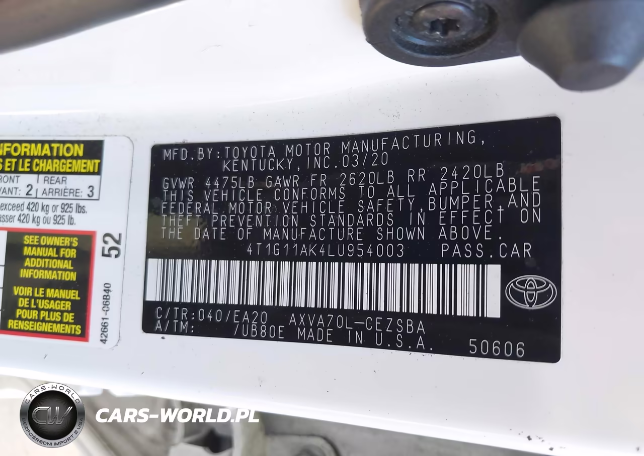 2020 Toyota Camry Se VIN:4T1G11AK4LU954003 - 9