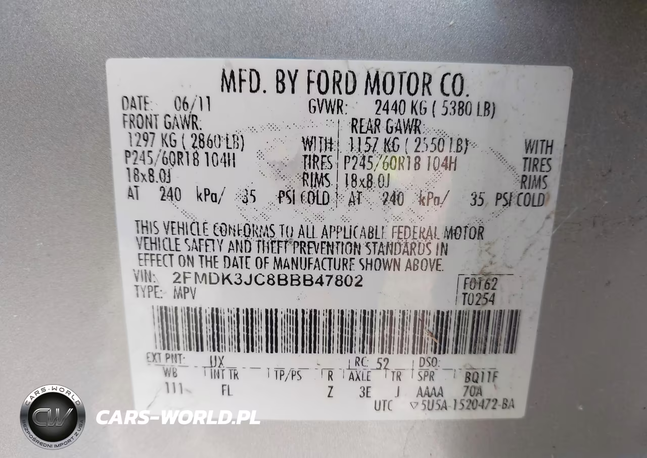 2011 Ford Edge Sel VIN:2FMDK3JC8BBB47802 - 9
