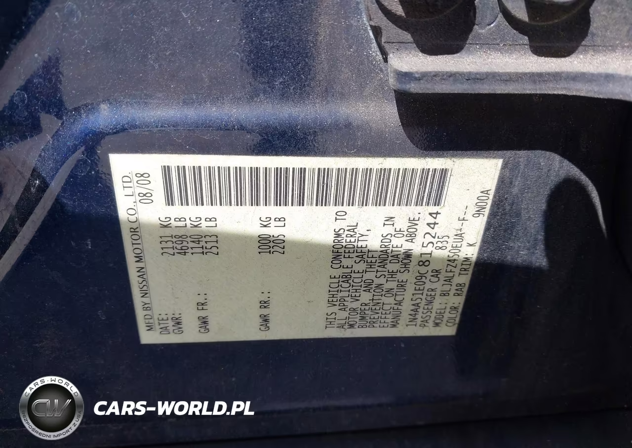 2009 Nissan Maxima 3.5 Sv VIN:1N4AA51E09C815244 - 9