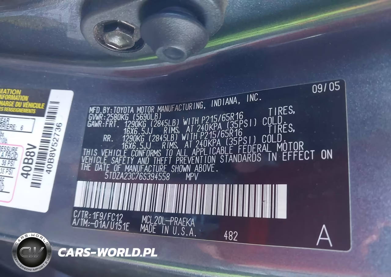 2006 Toyota Sienna Le VIN:5TDZA23C76S394558 - 9