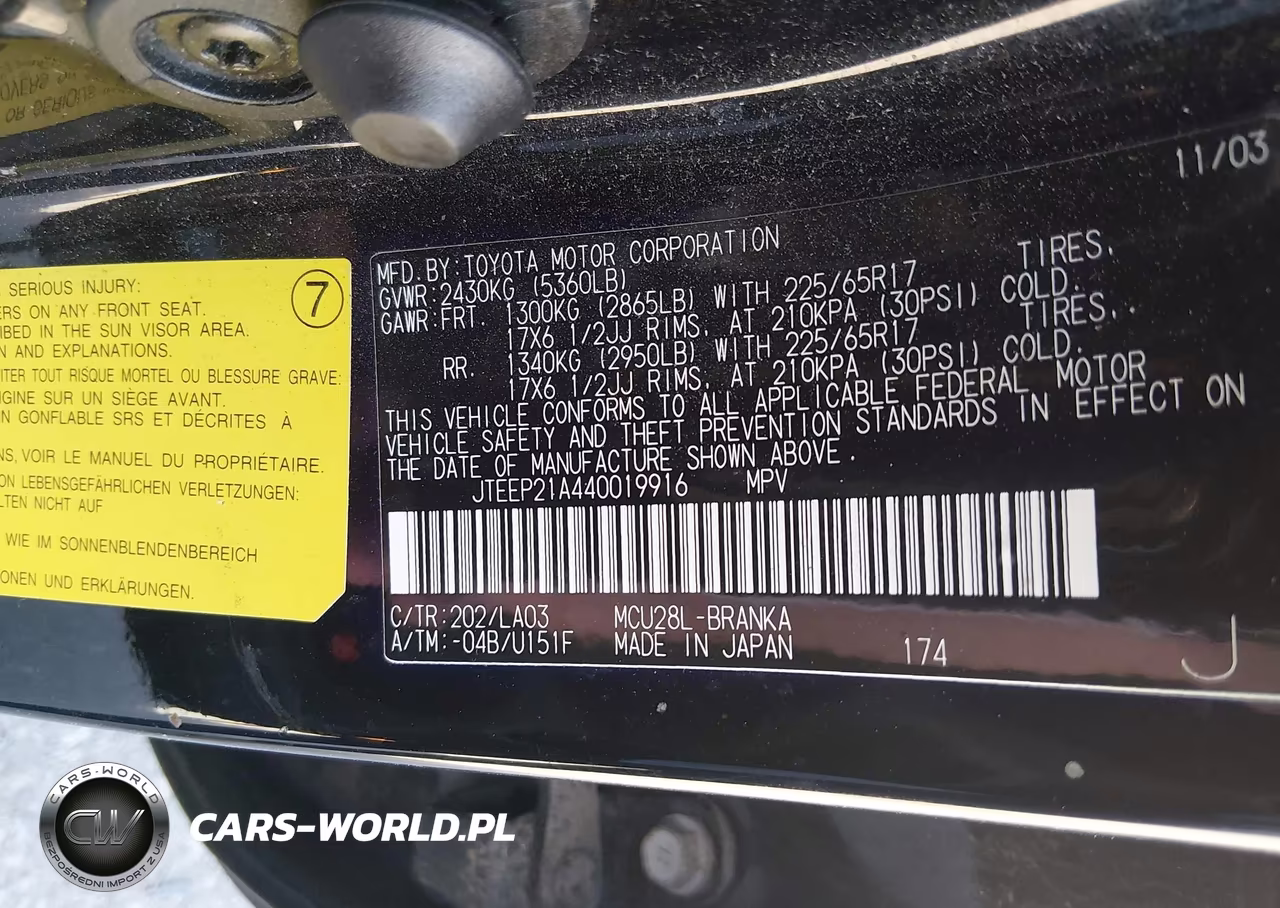 2004 Toyota Highlander Limited V6 VIN:JTEEP21A440019916 - 9