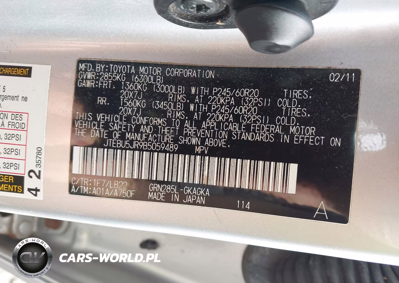 2011 Toyota 4Runner Limited V6 VIN:JTEBU5JR9B5059489 - 9