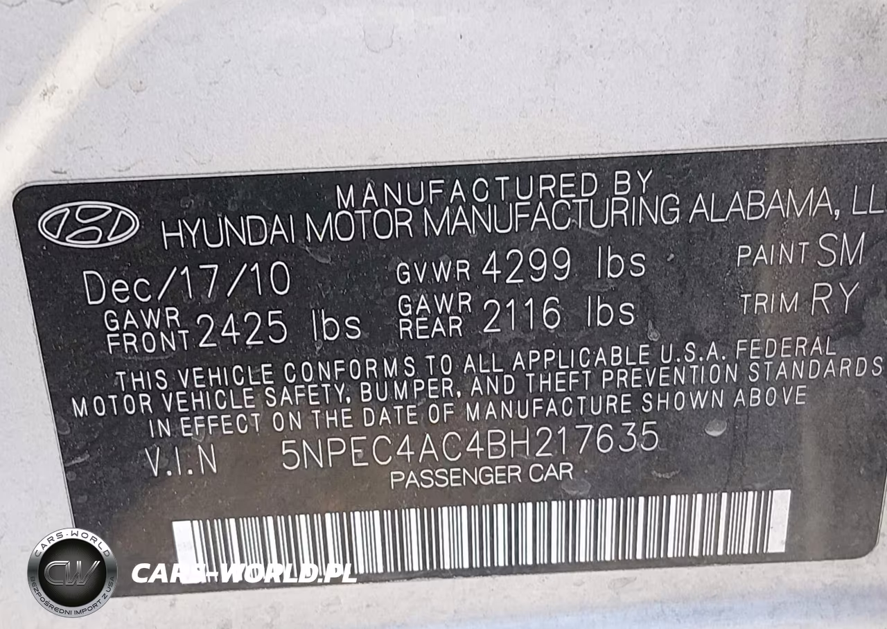 2011 Hyundai Sonata Limited VIN:5NPEC4AC4BH217635 - 9
