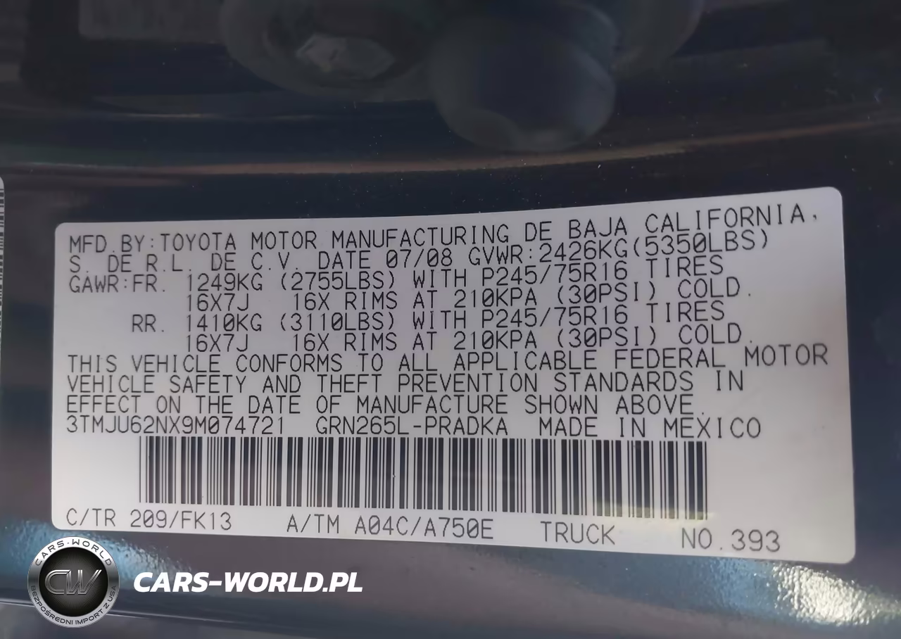2009 Toyota Tacoma Prerunner V6 VIN:3TMJU62NX9M074721 - 9
