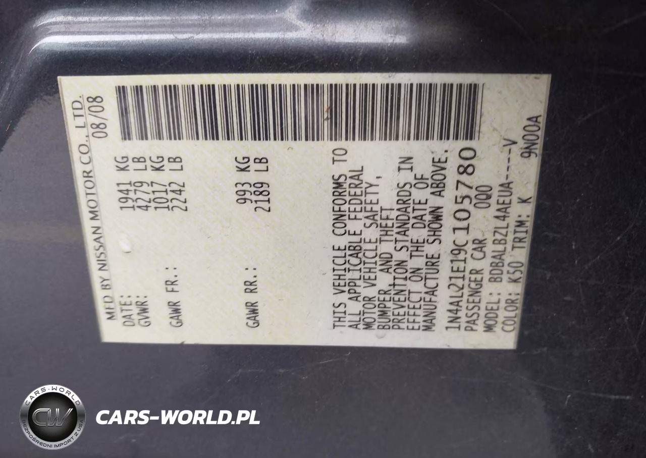 2009 Nissan Altima 2.5 S VIN:1N4AL21E19C105780 - 9